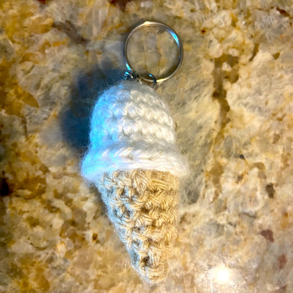 Handmade Crochet Ice Cream Cone Keychain